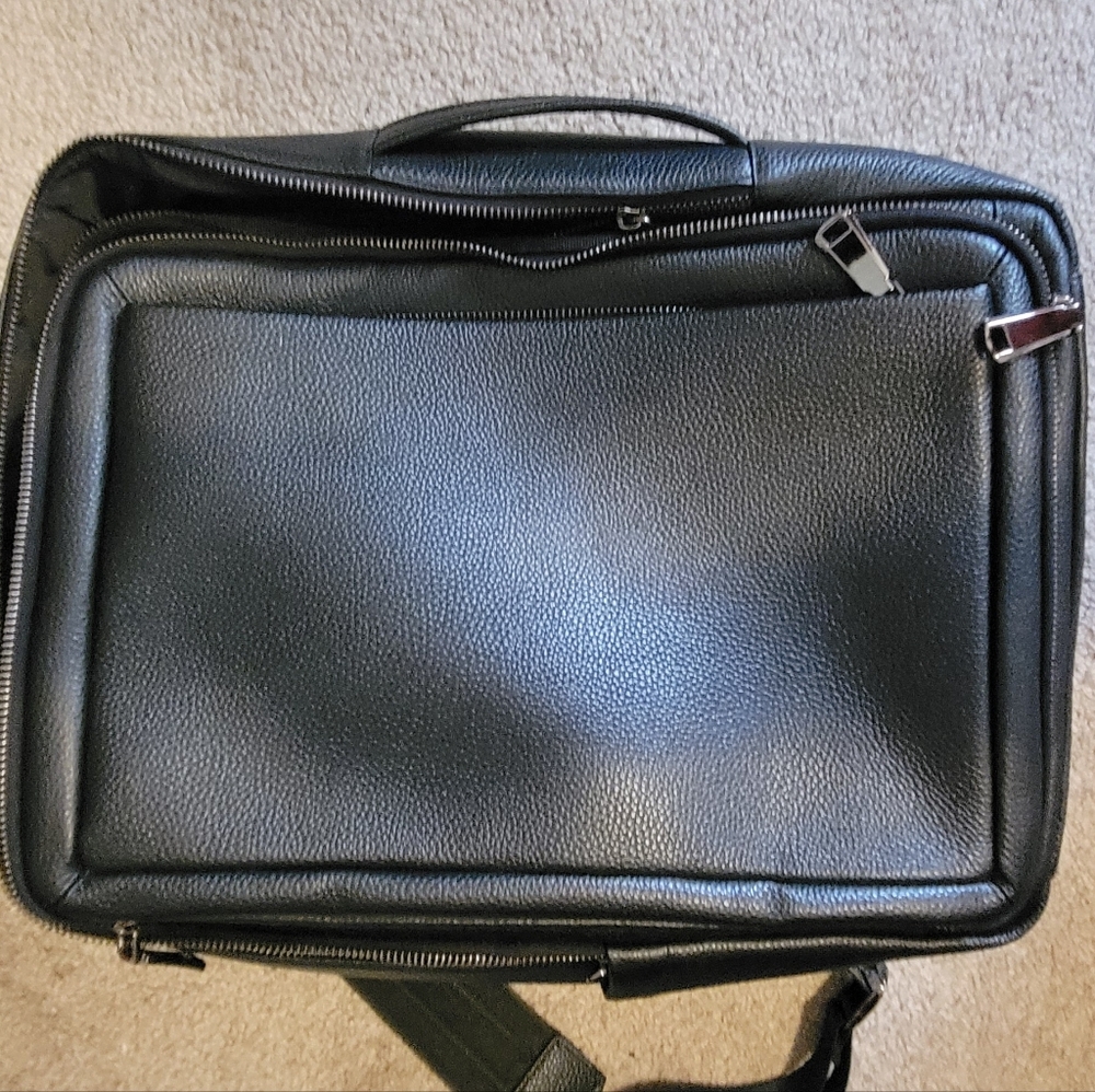 Black Leather Briefcase with Minimalist Design